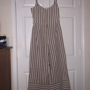 Tan and white stripped jumpsuit